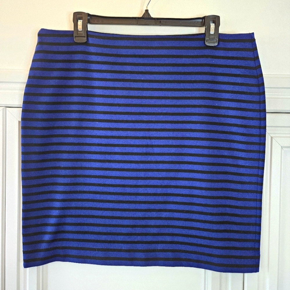 LOFT Blue and Black Knee-Length Pencil Skirt